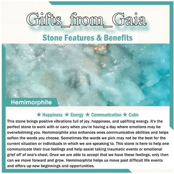 Hemimorphite ✦ Heart-Shaped Crystal ✦ 59g Blue-Green w/ Emotional Balance - Picture 7 of 15